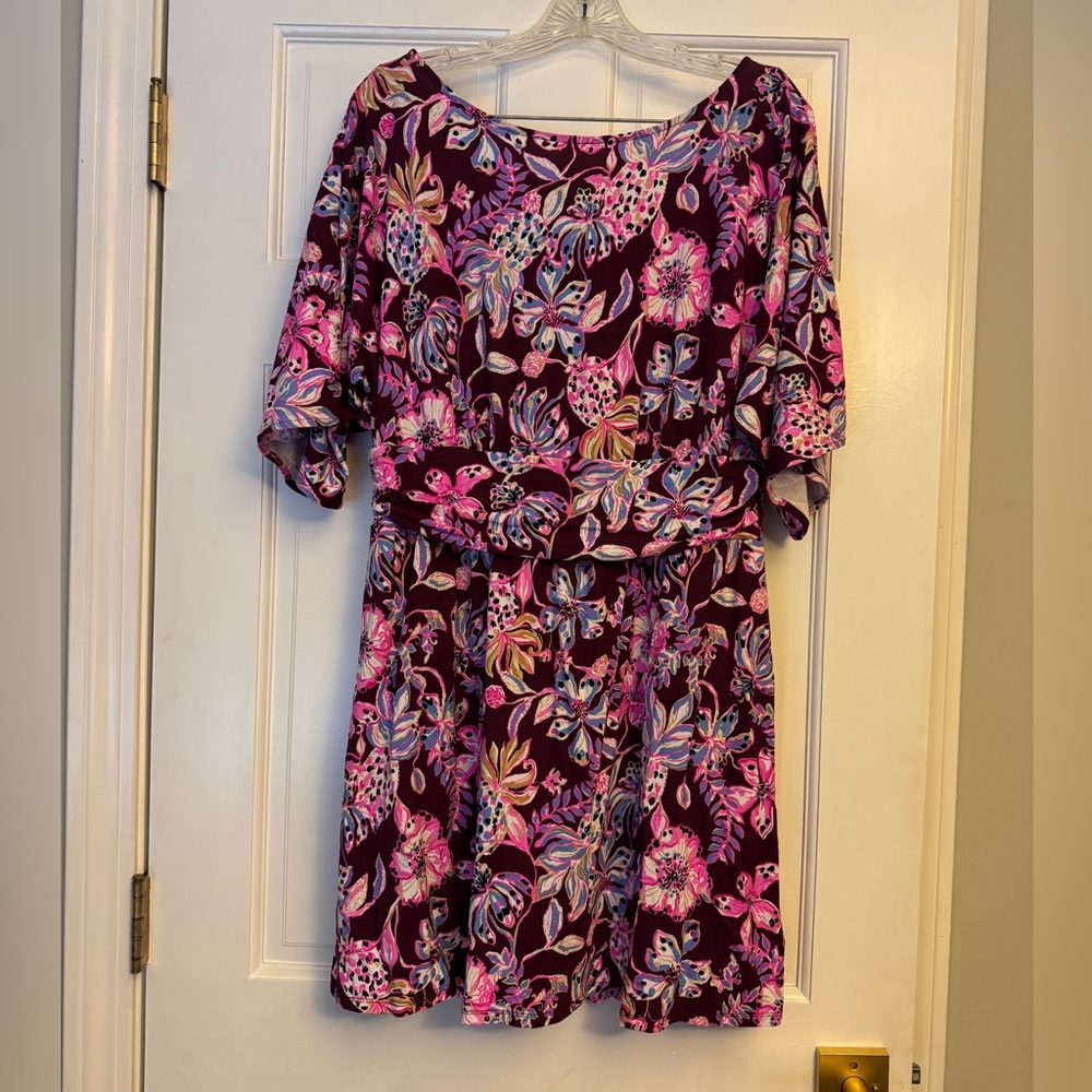 Lilly Pulitzer Parigi Boatneck Romper L Amarena Cherry EUC